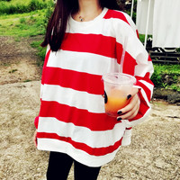 Harajuku Stripe Oversize Sweatshirt - Thumbnail 1