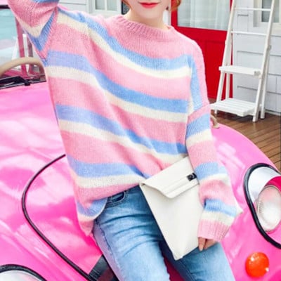 Pastel stripe knit sweater - Thumbnail 5