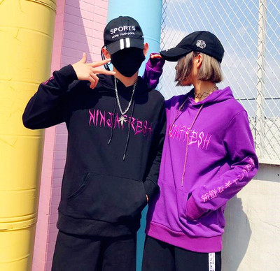 Gothic NINJA FRESH Embroidered Hoodie Sweatshirt
