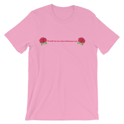 When hell freezes over pink unisex short sleeve t-shirt - Thumbnail 3