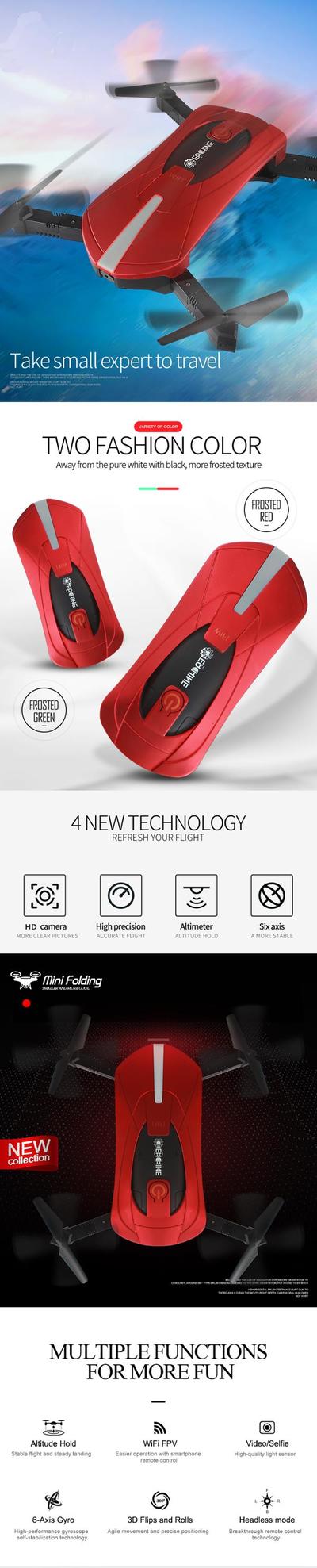 WiFi FPV Selfie Drone With High Hold Mode Foldable Arm RC Quadcopter