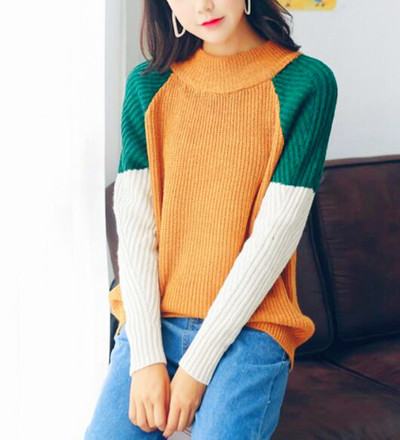 *Free Ship* Color Block Jumper Knit Sweater
