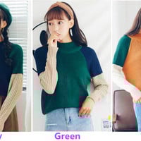 *Free Ship* Color Block Jumper Knit Sweater - Thumbnail 3