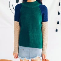 *Free Ship* Color Block Jumper Knit Sweater - Thumbnail 4