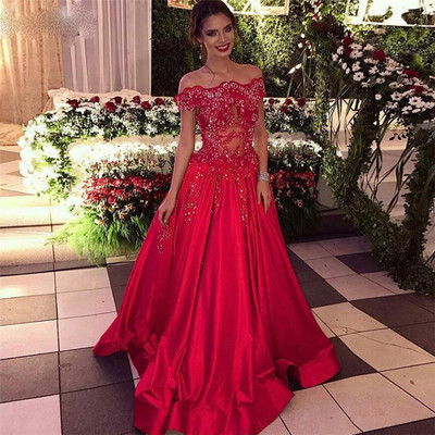 Off The Shoulder Beads Sequins Formal Evening Dresses Cheap Popular Prom Dress 2018