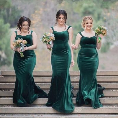 Elegant Mermaid Olive Green Straps Wedding Bridesmaid Dresses