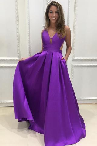 Z176 V-Neck A-Line Sleeveless Charming Backless Prom Dress