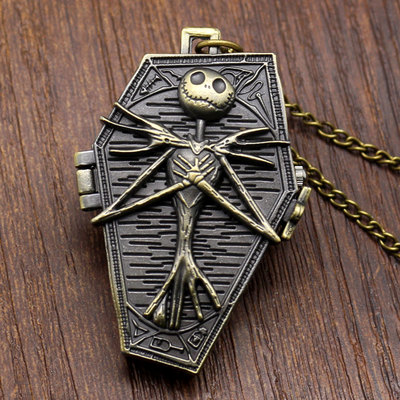 Nightmare Before Christmas Quartz Pocket Watch Retro Antique Pendant Necklace