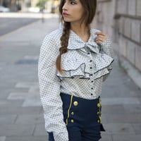 "Ms. Dotty" Satin Blouse - Thumbnail 2