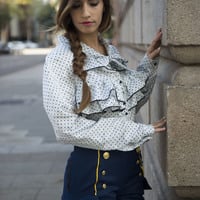 "Ms. Dotty" Satin Blouse - Thumbnail 3