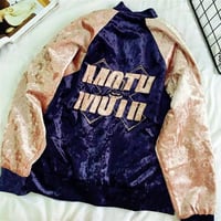 Harajuku Velvet Color Block Embroidered Baseball Jacket - Thumbnail 3