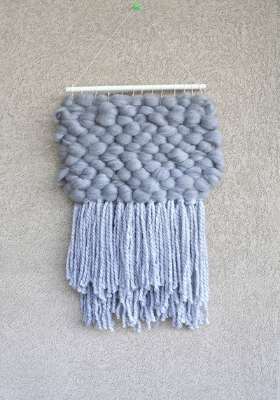 Wall Weaving Chunky, Chunky Grey Wall Weaving, Boho Home Art, Interior Wall Art, Wall Hanging, Bohemian Home Art