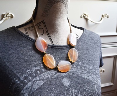 Chunky Agate Necklace, Statement Necklace, Peach Stone Necklace, Christmas Gifts, Gifts for her, Large Stone Necklace