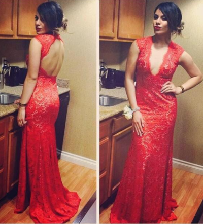 Z188 Mermaid Lace Custom Made Backless Charming Prom Dress,Prom Dresses