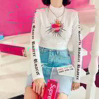 Punk Heart Rose Flower Printed Slim Long Sleeve T-shirt - Thumbnail 1