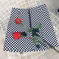 Free Shipping 90's Checker Zipper Up Skirt - Thumbnail 4
