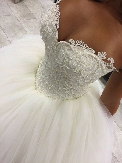 Unique Sweetheart Tulle Ball Gowns Wedding Dresses