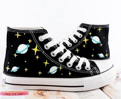 Harajuku students stars hand painted canvas shoes