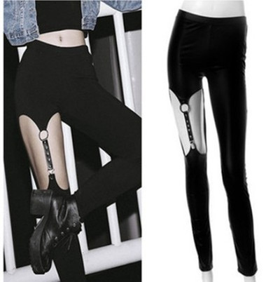 CYBER PUNK BANDAGE HOLLOW PANTS