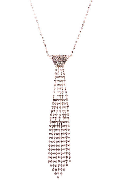 Fringe Crystal Tie Necklace