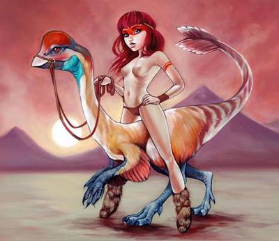 'Which Came First, The Oviraptor or The Egg?' Original painting