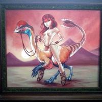 'Which Came First, The Oviraptor or The Egg?' Original painting - Thumbnail 1