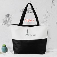 Simple Canvas One Shoulder Tote Bag Handbag With Zipper MFB10 - Thumbnail 2