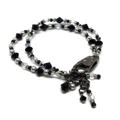 Adjustable Black, Silver, and Light Gray Bracelet