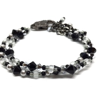 Adjustable Black, Silver, and Light Gray Bracelet - Thumbnail 1