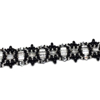 Black and Silver Elegant Bracelet with Sterling Silver Box Clasp - Thumbnail 3