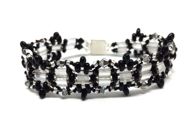 Black and Silver Elegant Bracelet with Sterling Silver Box Clasp
