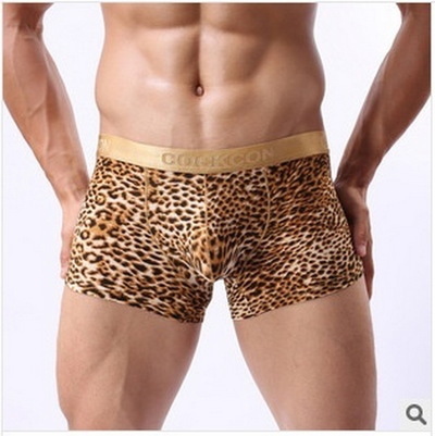 #803 sexy Men's underwear lingerie leopard U bag boxer shorts cuecas calzoncillos hombre heren ondergoed