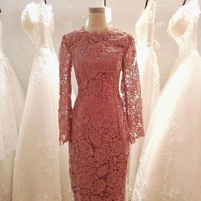 Coral lace sheath mother of the bride dresses - Thumbnail 4