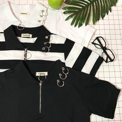*free ship* Punk rings polo shirt
