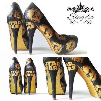 C3P0 Glitter Covered Platform Heels