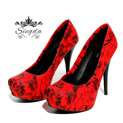 Ladies In Red Platform Heels