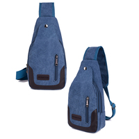 New Chest Canvas Messenger Bag One Shoulder Bag MFB12 - Thumbnail 3