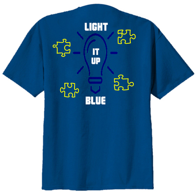 Custom made " light it up" autism awareness t-shirt cotton cotton blend tee shirt