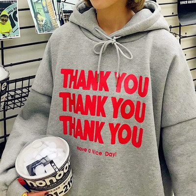 THANK YOU Printed Hoodie Sweatshirt