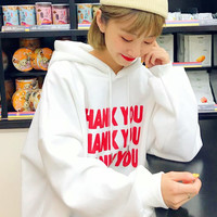 THANK YOU Printed Hoodie Sweatshirt - Thumbnail 2