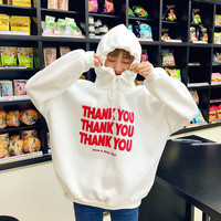 THANK YOU Printed Hoodie Sweatshirt - Thumbnail 4