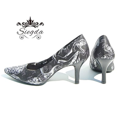 Harry Potter Black and White Pointed Toe 3 Inch Heels
