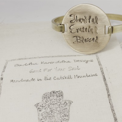 Thankful, Grateful, Blessed Brass Bracelet