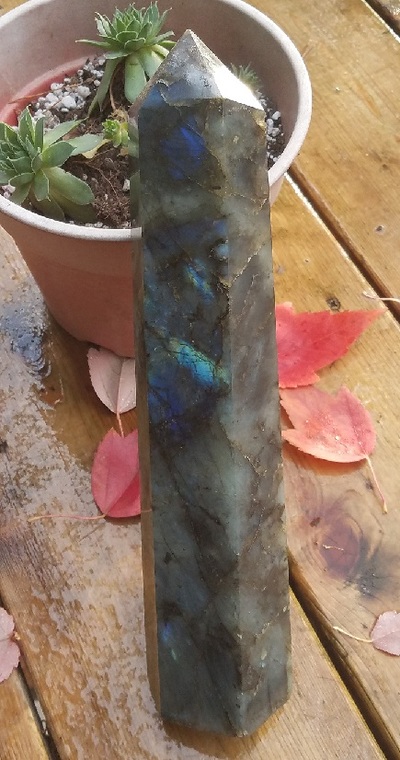 Tall Labradorite Obelisk Tower