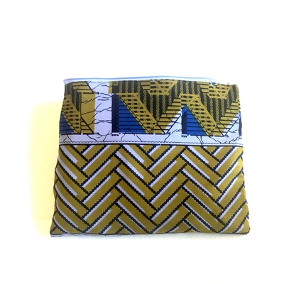 Zip top clutch- olive, lavender