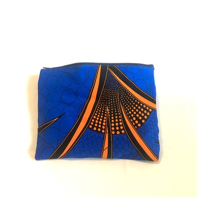 SALE! Zip top clutch- cobalt, orange
