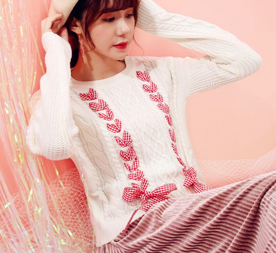 Sweet Lace-up Knitted Sweater