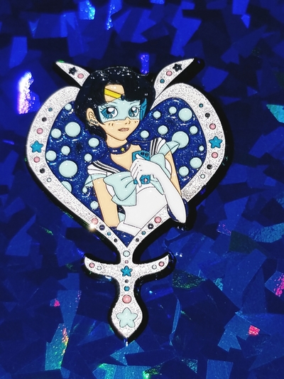 Sailor Mercury ( Soft Enamel, White Glitter )