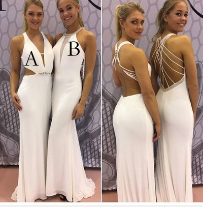 Sexy Two Styles White Sheath Chiffon Prom Dresses Evening Dresses