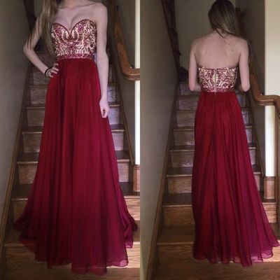 Dark Red Sweetheart Long Prom Dress Evening Dress for Women